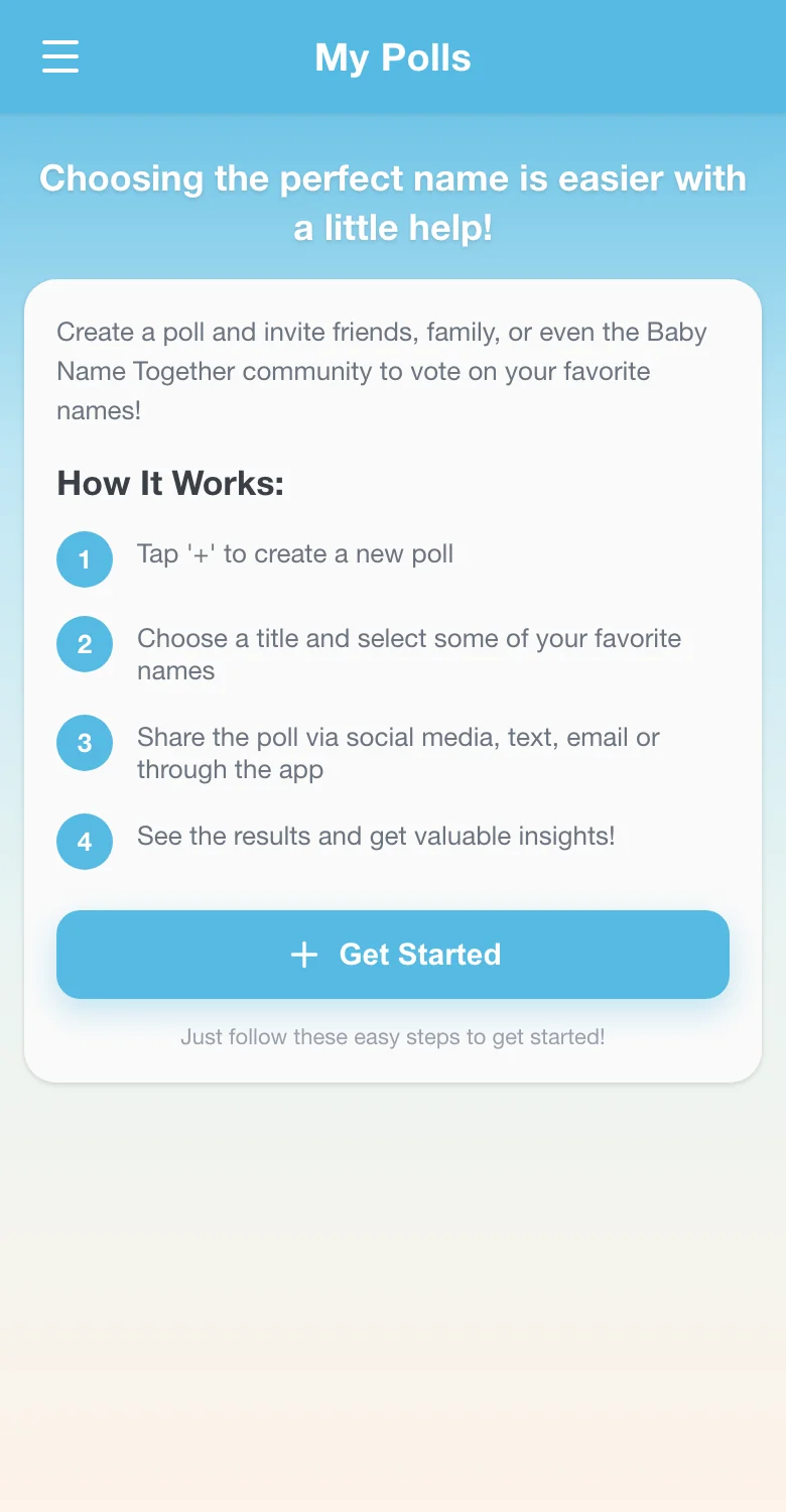 Het poll-scherm openen in de Babynaam Samen-app