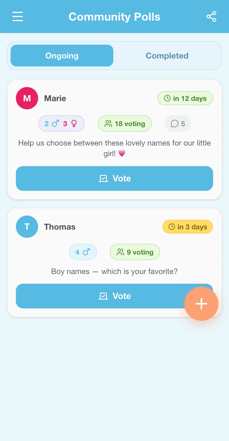 Bladeren en zoeken in community babynaam-polls